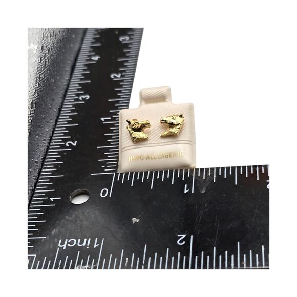 Pierced Dainty Horse Face Earrings Minimalist Small Studs Gold Tone Western - Picture 4 of 9